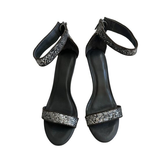 JOIE Pewter Silver Metallic Glitter Dress Heels Size 36 - Picture 2 of 7